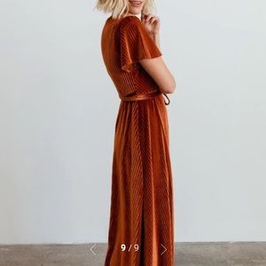 Baltic Born Andi Ribbed Velvet Wrap Dress - Copper - Size Small